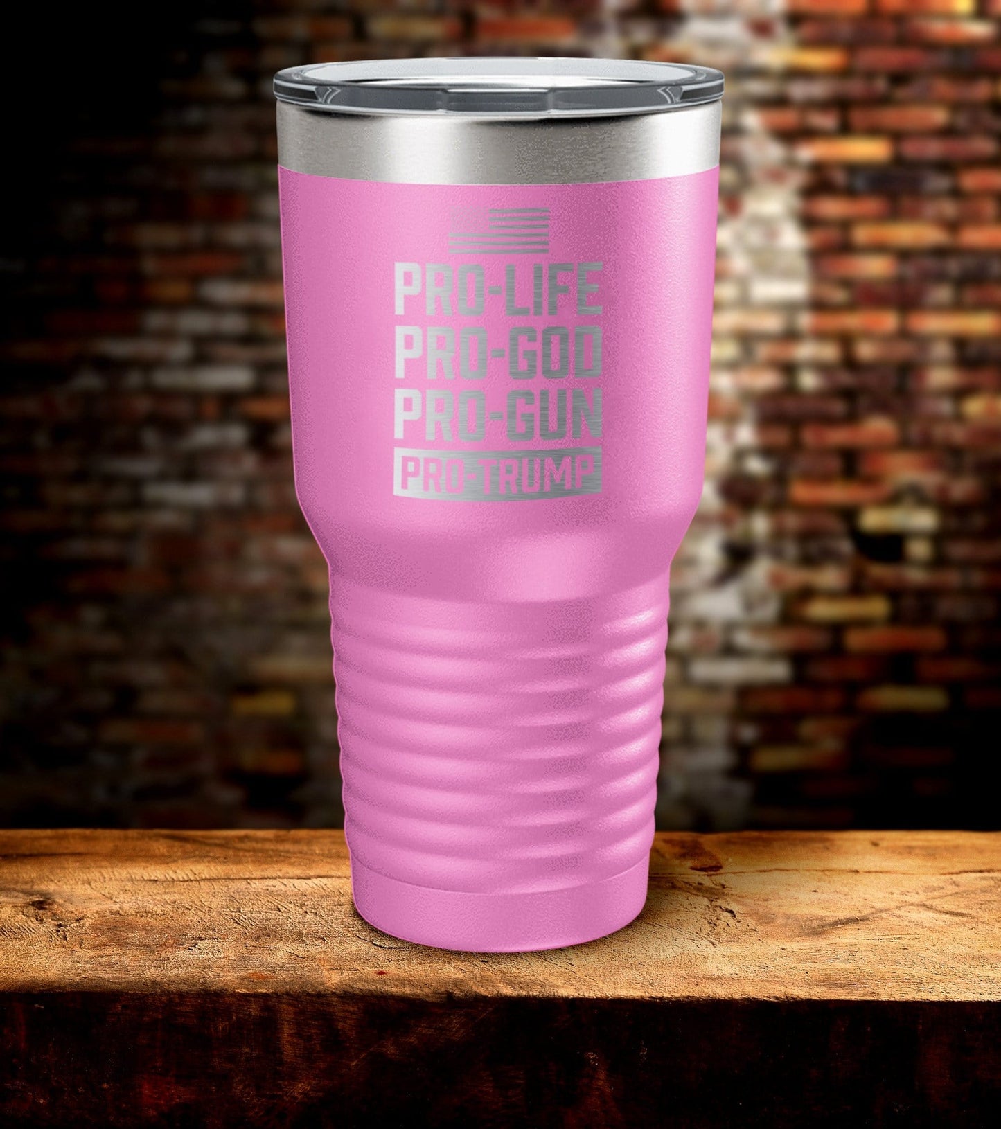 Pro-Life Gun God Trump Laser Engraved Tumbler (O)