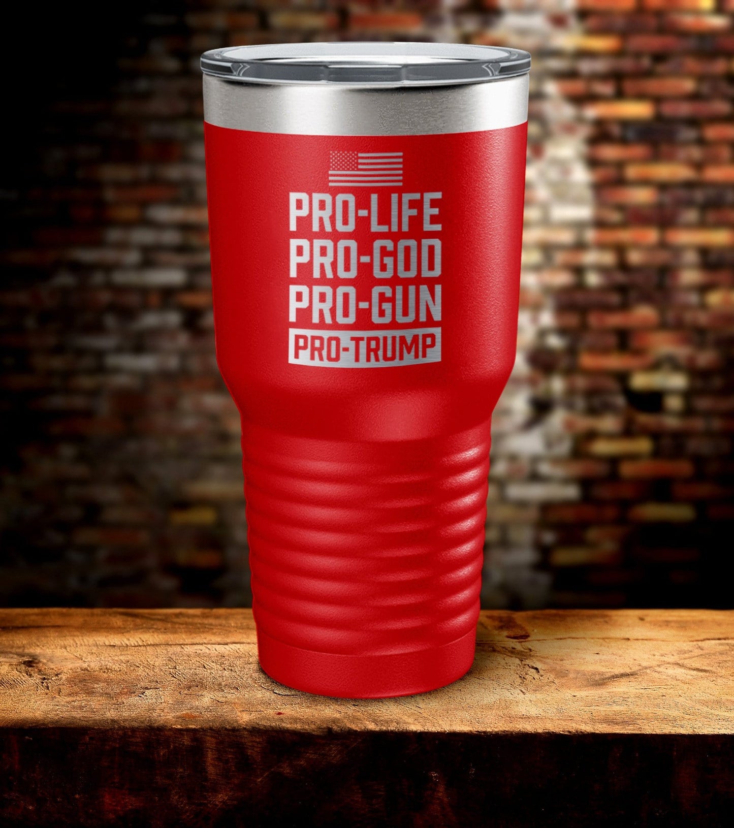 Pro-Life Gun God Trump Laser Engraved Tumbler (O)