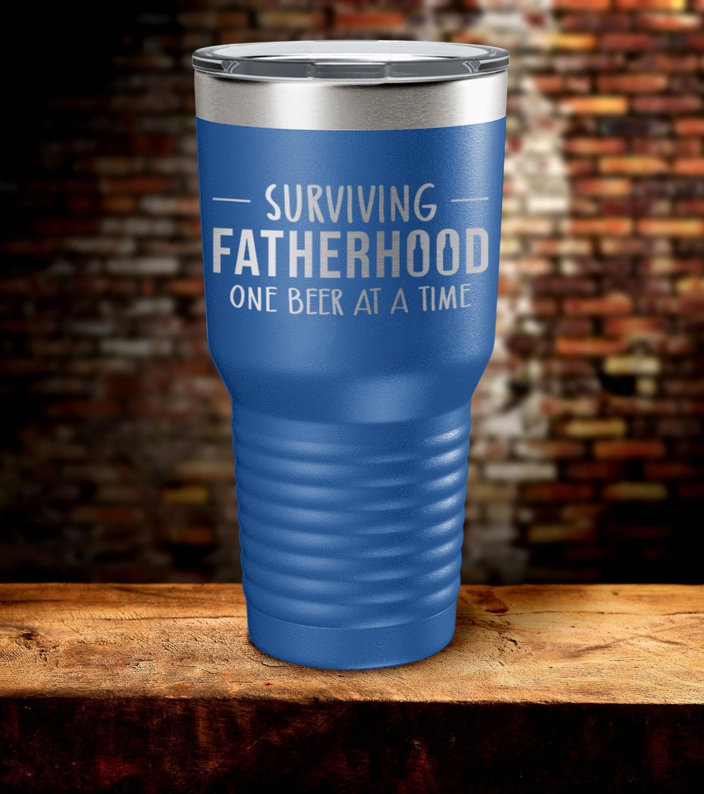Surviving Fatherhood One Beer at a Time Laser Engraved Tumbler (O)