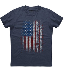 Semper Fi American Flag Patriotic T-Shirt (O)