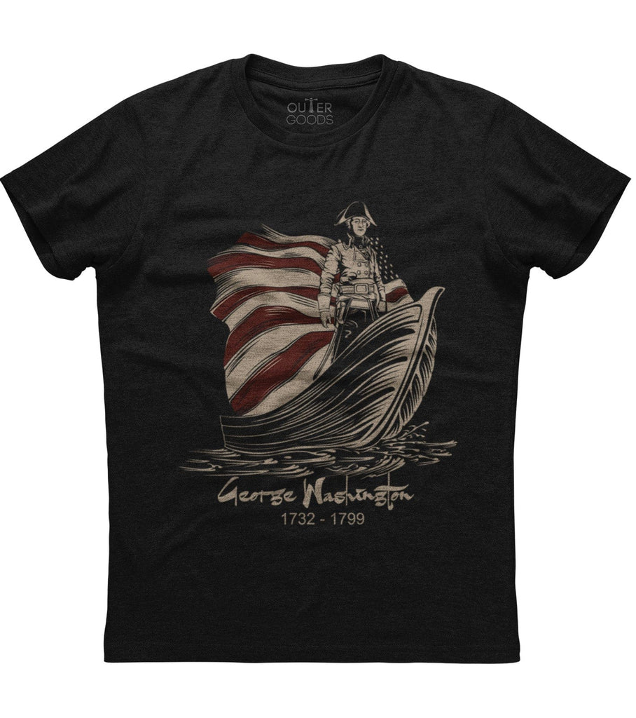 George Washington 1732-1799 American Flag Boat T-Shirt (O)