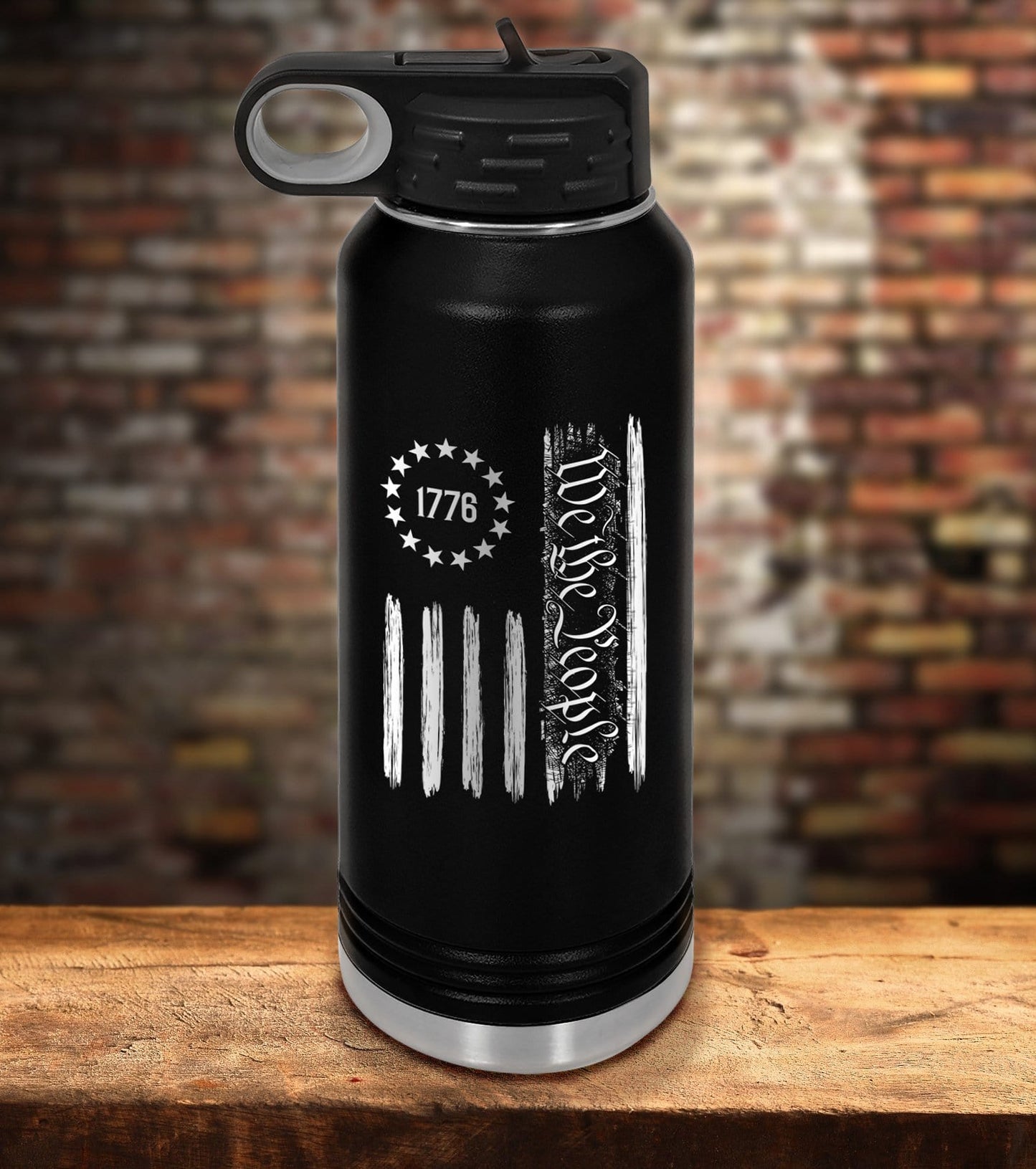 1776 We the People Flag Laser Engraved Water Bottle (O)
