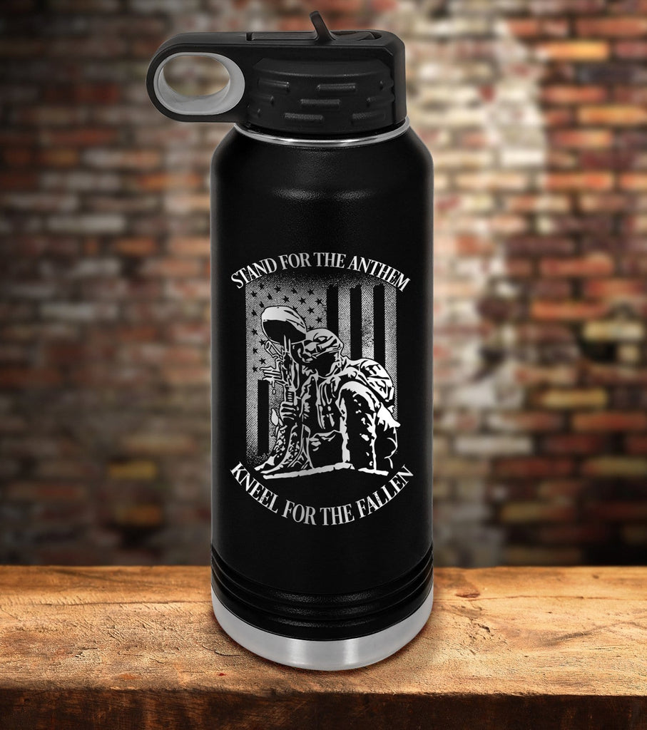 Stand for the Anthem Kneel for the Fallen Laser Engraved Water Bottle (O)