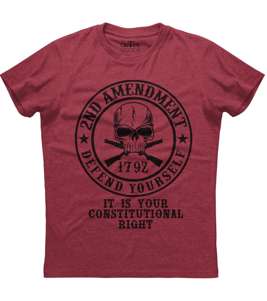 2nd Amendment 1792 Defend Yourself It Is Your Constitutional Right Skull Guns Patriotic T-Shirt (O)