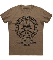 2nd Amendment 1792 Defend Yourself It Is Your Constitutional Right Skull Guns Patriotic T-Shirt (O)