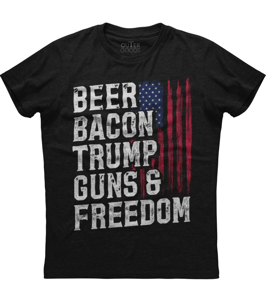 Beer Bacon Trump Guns And Freedom American T-Shirt (O)