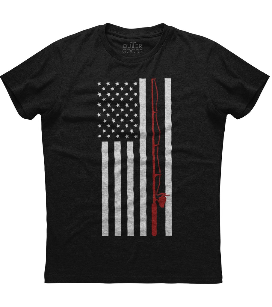 Fishing Rod American Flag T-shirt (O)