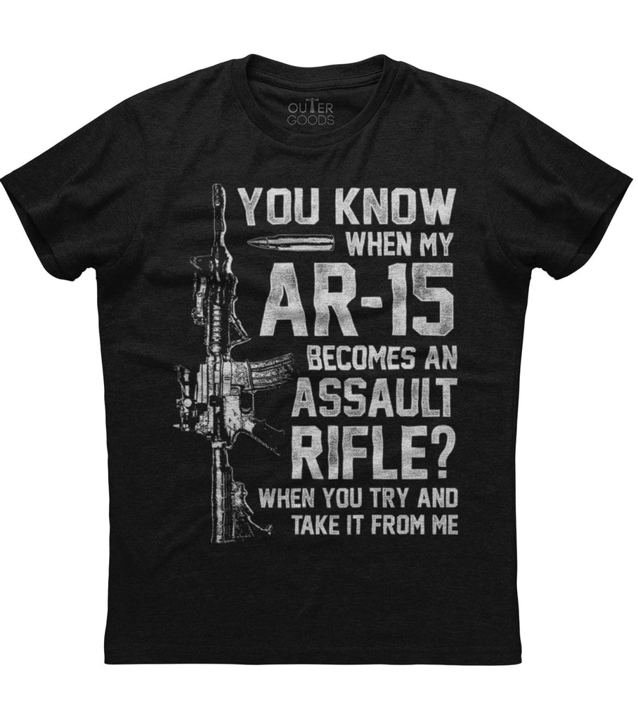 AR-15 Becomes An Assault Rifle T-Shirt (O)