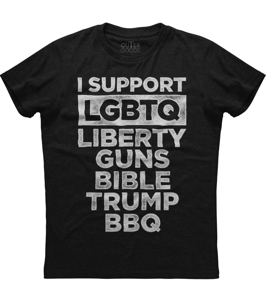 I Support LGBT Liberty Gun Bible Trump T-Shirt (O)