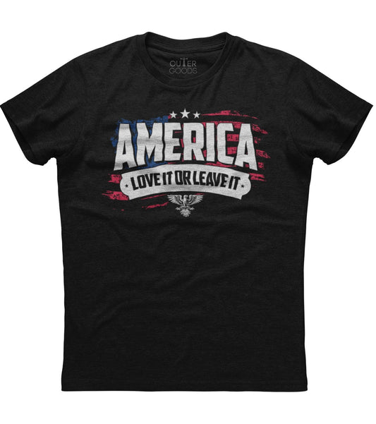 Love Or Leave America American Flag T-Shirt (O)