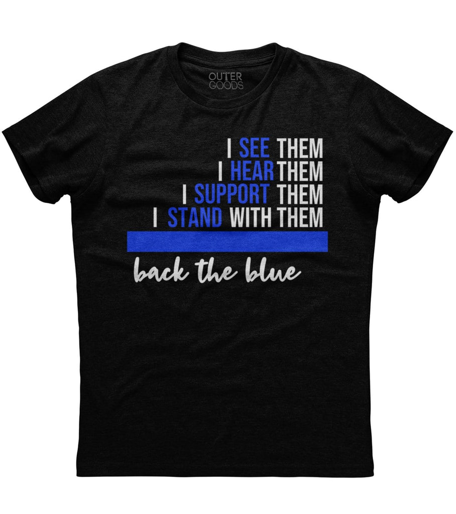 Back the Blue American Patriotic Police Mens T-shirt (O)