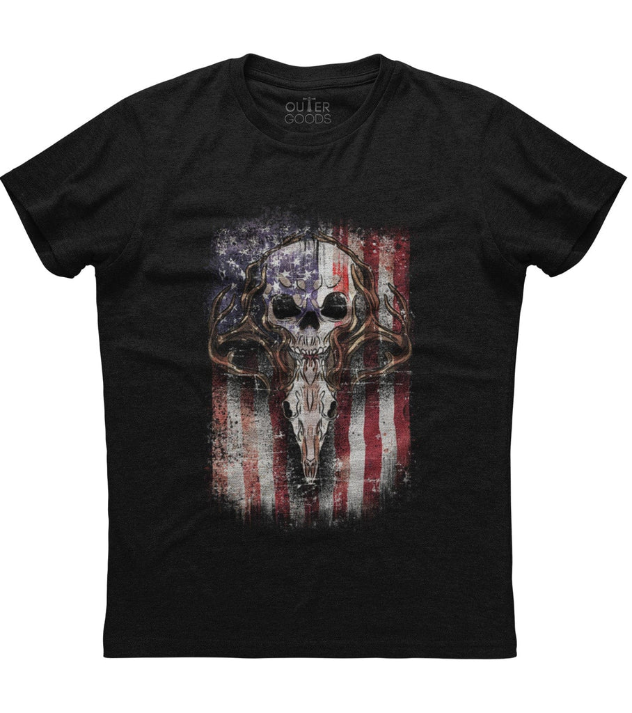 Deer Skull USA Flag T-Shirt (O)