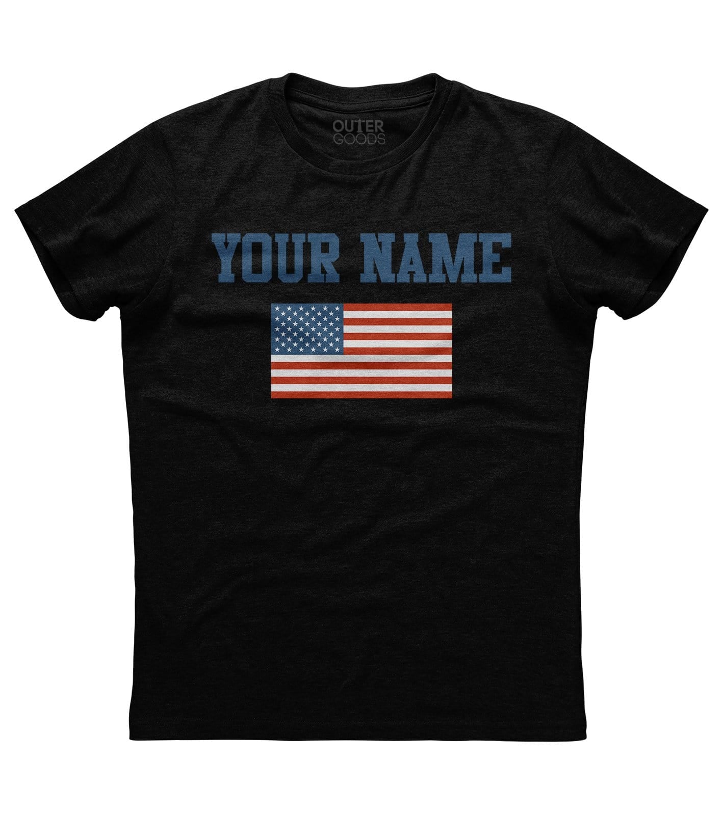 Custom Name Retro American Flag T-Shirt (CN) (O)