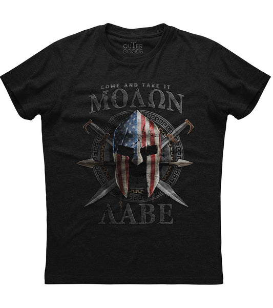 Spartan Molon Labe Come & Take It Swords Patriotic USA Flag T-Shirt (O)