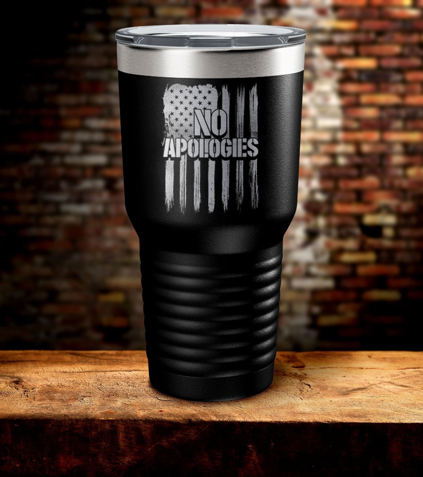 No Apologies American Flag Tumbler (O)