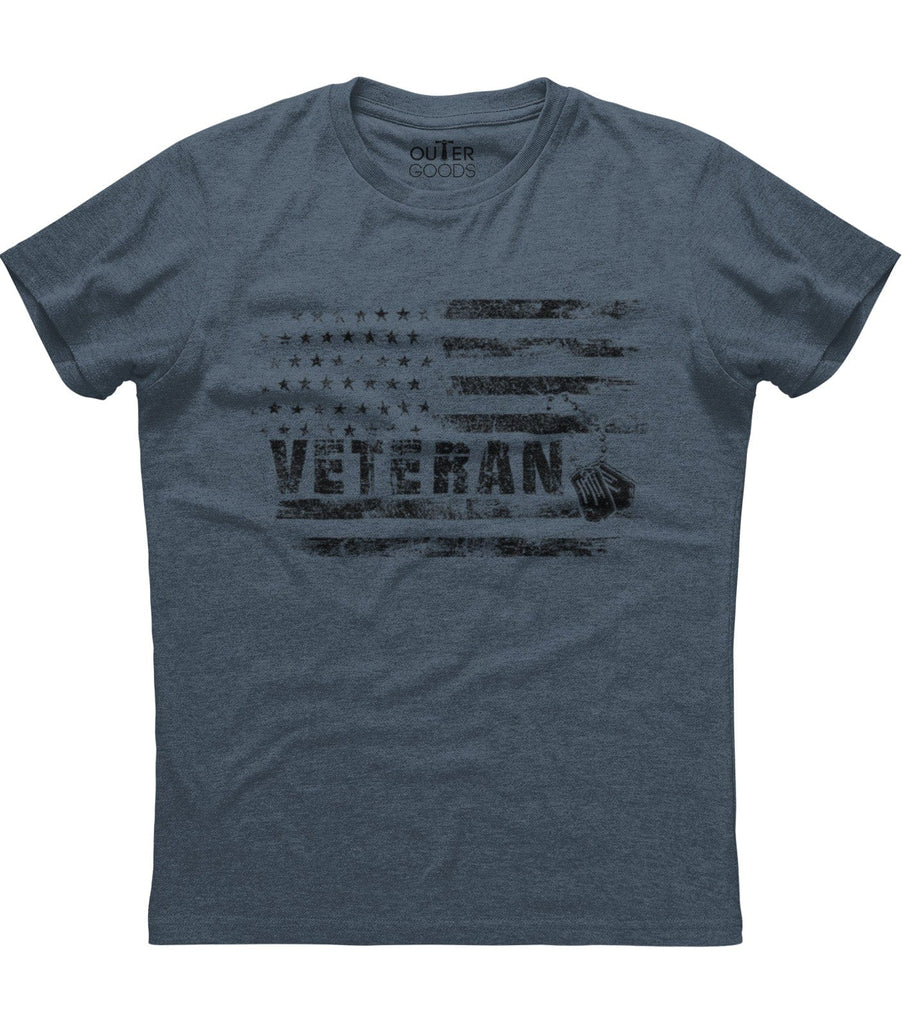 Veterans USA Flag Patriotic Mens Heavy Weight T-Shirt (O)